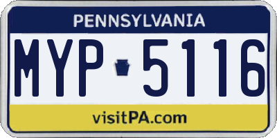 PA license plate MYP5116