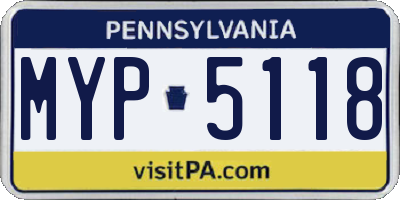 PA license plate MYP5118
