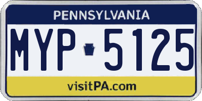 PA license plate MYP5125