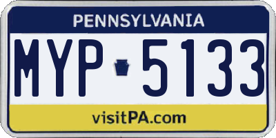 PA license plate MYP5133