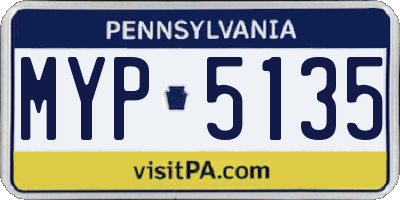 PA license plate MYP5135