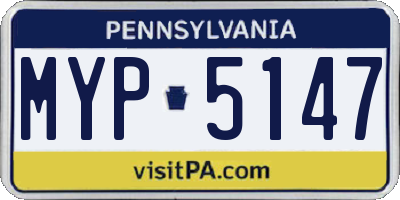 PA license plate MYP5147