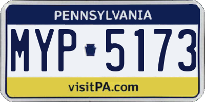 PA license plate MYP5173