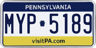 PA license plate MYP5189