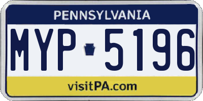 PA license plate MYP5196