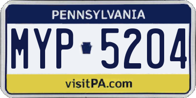 PA license plate MYP5204