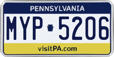 PA license plate MYP5206