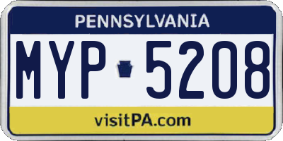 PA license plate MYP5208