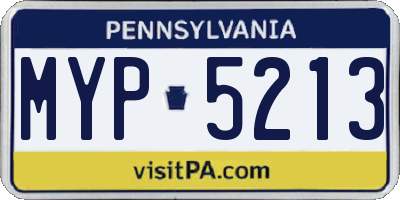 PA license plate MYP5213