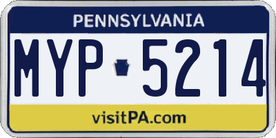 PA license plate MYP5214