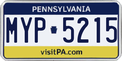 PA license plate MYP5215