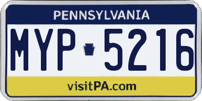 PA license plate MYP5216
