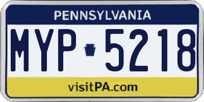 PA license plate MYP5218