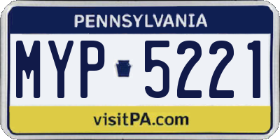 PA license plate MYP5221