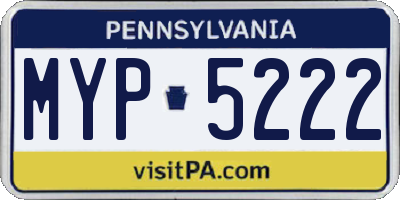 PA license plate MYP5222