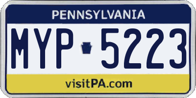 PA license plate MYP5223