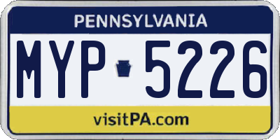 PA license plate MYP5226