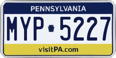 PA license plate MYP5227