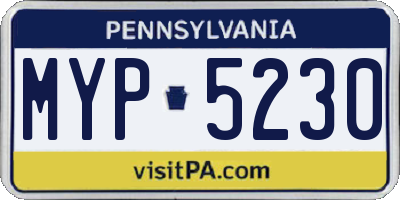 PA license plate MYP5230