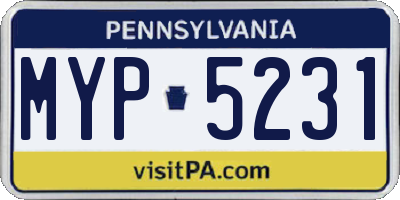 PA license plate MYP5231