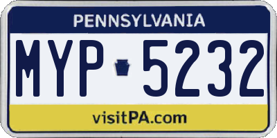 PA license plate MYP5232