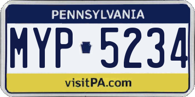 PA license plate MYP5234