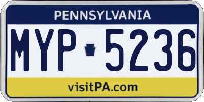 PA license plate MYP5236