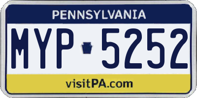 PA license plate MYP5252