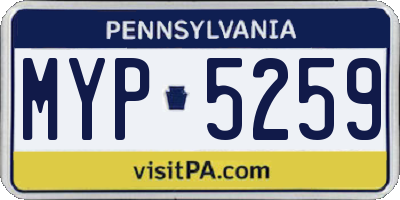 PA license plate MYP5259
