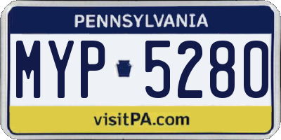 PA license plate MYP5280