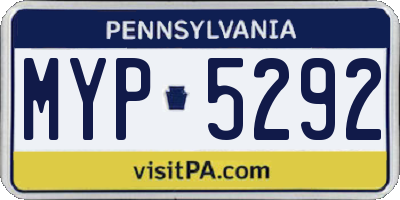 PA license plate MYP5292