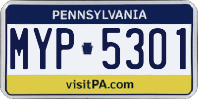 PA license plate MYP5301