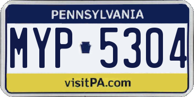 PA license plate MYP5304
