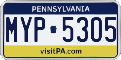 PA license plate MYP5305