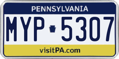 PA license plate MYP5307