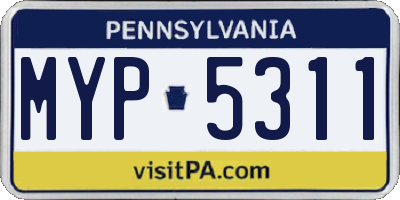 PA license plate MYP5311