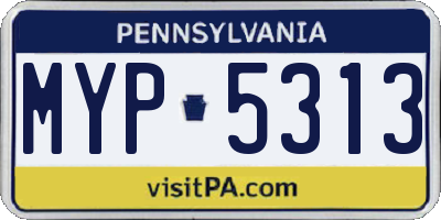 PA license plate MYP5313