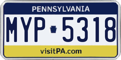 PA license plate MYP5318