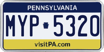 PA license plate MYP5320