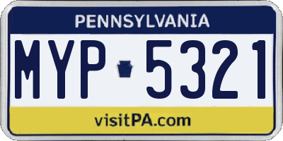PA license plate MYP5321