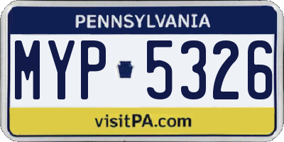 PA license plate MYP5326