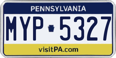 PA license plate MYP5327