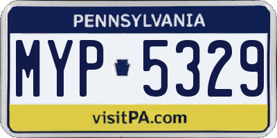 PA license plate MYP5329