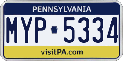 PA license plate MYP5334