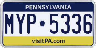 PA license plate MYP5336
