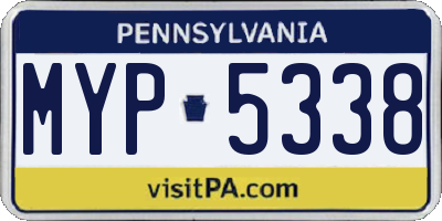 PA license plate MYP5338