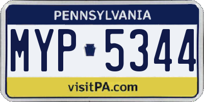PA license plate MYP5344