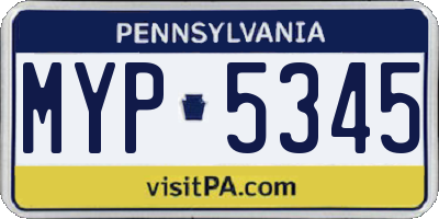 PA license plate MYP5345