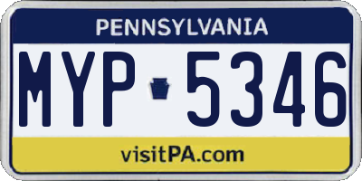 PA license plate MYP5346