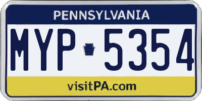 PA license plate MYP5354